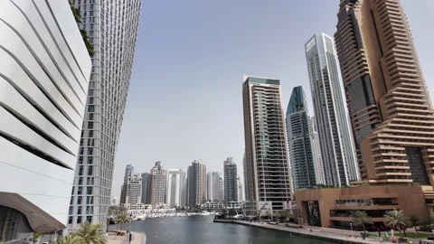 Dubai, UAE - May 26, 2026: Yachts docked in Dubai Marina. Stock Footage 335634248