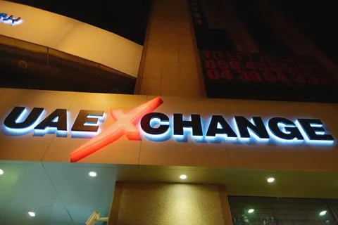 Dubai, UAE - May 28, 2013. UAE Exchange, Western Union and Xpress Money offic Stock Photos