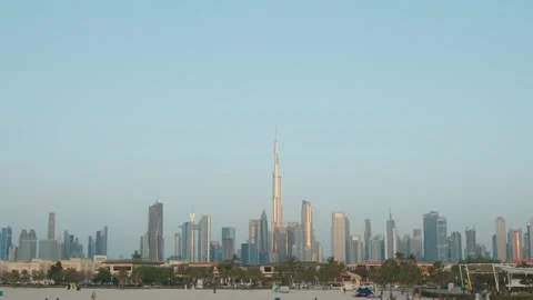 Dubai, UAE - May 5, 2024: Panoramic Dubai skyline with modern skyscrapers and Stock Footage 287609266