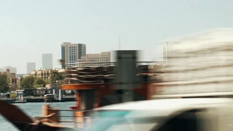 Dubai, UAE - Oct 26: 2025: Travel in old Dubai Al Seef with view of Creek waterf Stock Footage 316565726