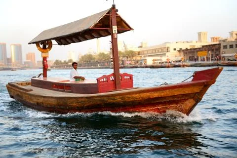 Dubai, uae - september 10: the traditional abra boat in dubai creek on septem Stock Photos
