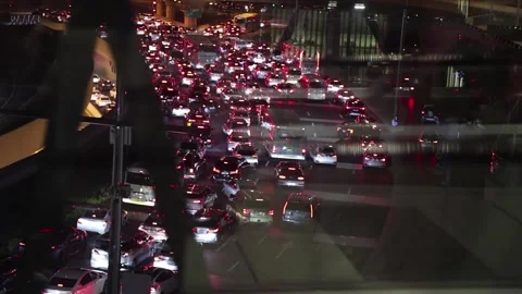Dubai, UAE - September 27, 2024 View from the window at night on a highway wi Stock Footage 309453005