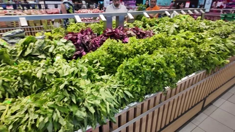 Dubai, UAE - September 30, 2026 - Interior view of fresh vegetables and fru.. Stock Footage 346780094