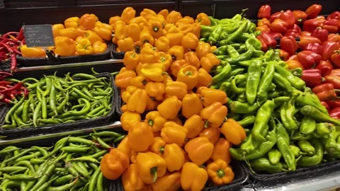 Dubai, UAE - September 30, 2026 - Interior view of fresh vegetables and fru.. Stock Footage 346781171