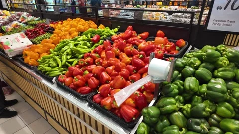 Dubai, UAE - September 30, 2026 - Interior view of fresh vegetables and fru.. Stock Footage 346781187