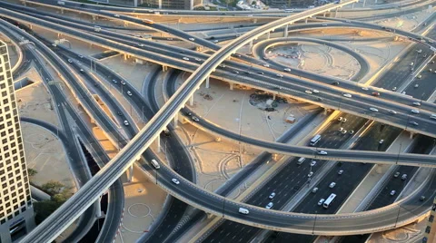 Dubai UAE Sheikh Zayed Road Intersection Metro Rail city Stock Footage 48328872
