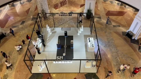 Dubai UAE A View Inside Mall of the Emirates Samsung counter Stock Footage 154162122