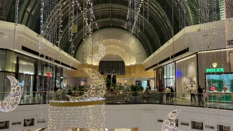 Dubai UAE A View Inside Mall of the Emirates ceiling design Stock Footage 154162129