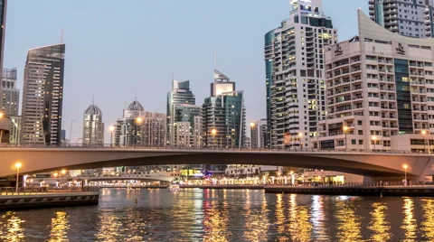 Dubai, UAE : view of the popular district of Dubai Marina. Time lapse Stock-Footage 68731983