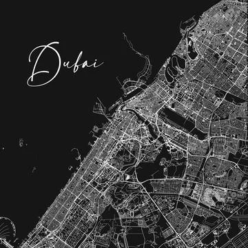 Dubai vector map. Detailed vector map of Dubai city administrative area. City Stock Illustration