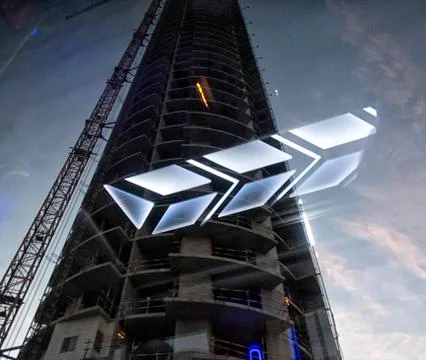 Dubai, the view from the car window, while driving. Stock Photos