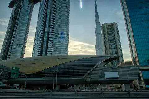 Dubai, the view from the car window, while driving. Stock Photos