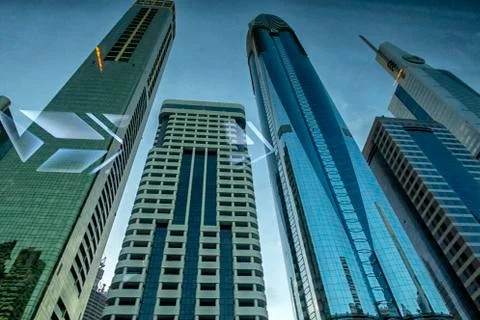 Dubai, the view from the car window, while driving. Stock Photos