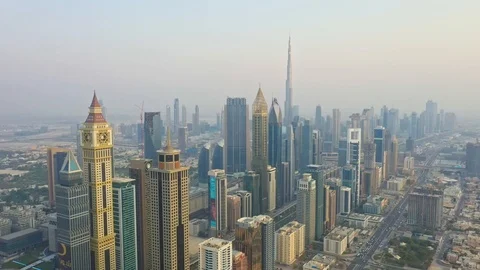 Dubai view city aerial drone  Stock Footage