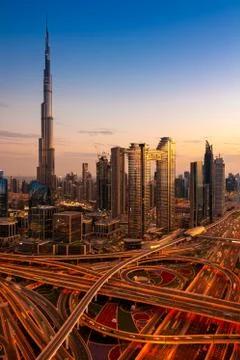 Dubai view at sunset, UAE Stock Photos