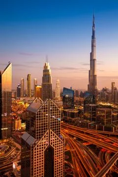 Dubai view at sunset, UAE Stock Photos