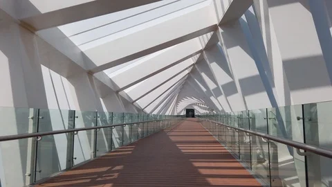 Dubai Water canal footbridge in the UAE Stock Footage 112110012