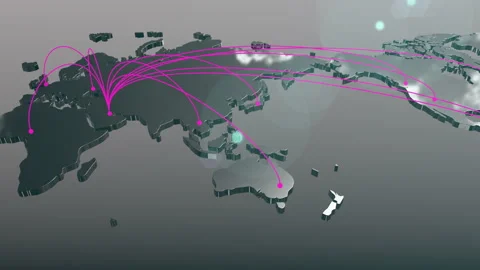 Dubai to the world spread connection map animation Stock Footage 154946924