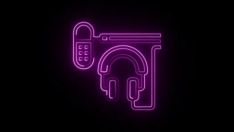 Dubbing Icon Isolated on Black Background, Voice Neon Line Motion Graphic A.. 库存影片 325613045