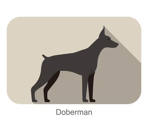 Duberman dog walking flat 3D icon design, vector illustration Ilustração Stock