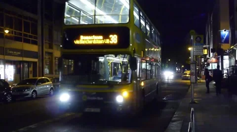 Dublin Bus at Night Stock Footage 44206944