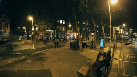 Dublin City Night Hyperlapse Stock Footage 128350002