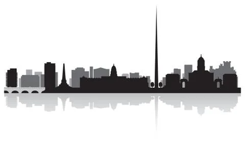 Dublin city skyline vector silhouette Stock Illustration