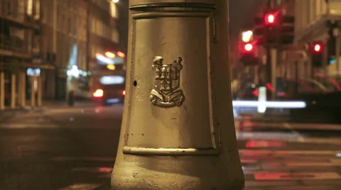 Dublin Crest / logo on lamp post in city centre Stock Footage 33575264