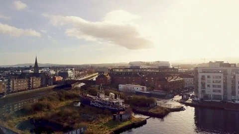 Dublin dock aerial 1 Stockbeeldmateriaal 83373898