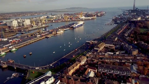 Dublin dock aerial 3 Stockbeeldmateriaal 83374004