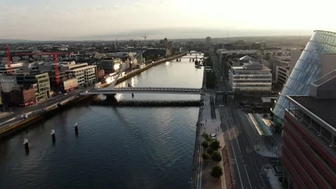 Dublin by drone over the river liffey Stock Footage 133637702