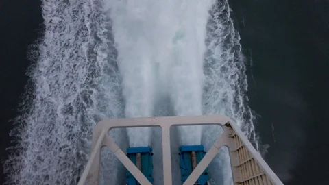 Dublin ferry engine water spray and landscape reveal Video stock 112895418