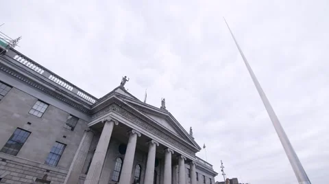 Dublin, Ireland General Post Office (GPO) and Spire of Dublin Stock Footage 65049508