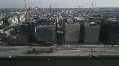 Dublin, Ireland - July 25 2021 'Aerial view of Dublin Docklands District" Stock Footage 166419082