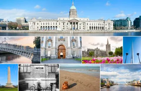 Dublin landmarks set Stock Photos