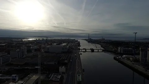 Dublin Liffey sunrise. Stock Footage