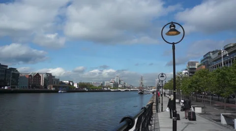 Dublin Quay Side Stock Footage 32697076