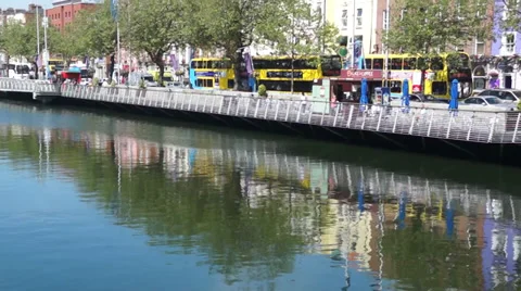 Dublin Quay Side - River Liffey Stock Footage 32698375