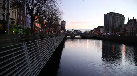 Dublin Quays at Dawn Stock Footage 46025540