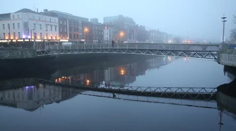 Dublin Quays at Dawn Stock Footage 46025863