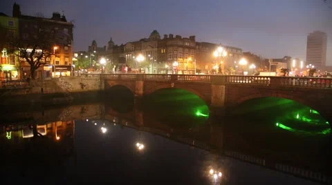 Dublin Quays at Dawn Stock Footage 46026488