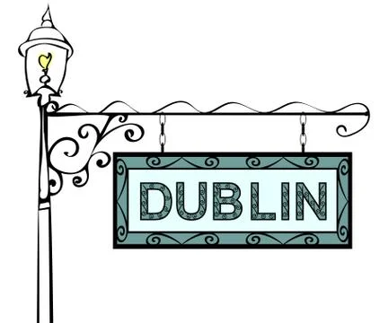 Dublin retro vintage lamppost pointer Stock Illustration