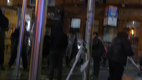Dublin Riots 2023 – Fireworks Thrown at Garda Police Near Parnell Square Stock Footage 346332317