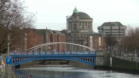 Dublin River and Bridges Stock Footage 10903217