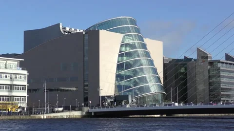 Dublin River Liffey Convention Centre Stock Footage 59895337