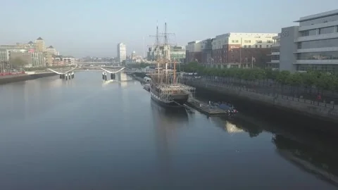 Dublin - River Liffey Stock Footage 256047545