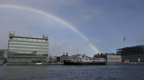 Dublin River Liffey rainbow Stock Footage 59898183