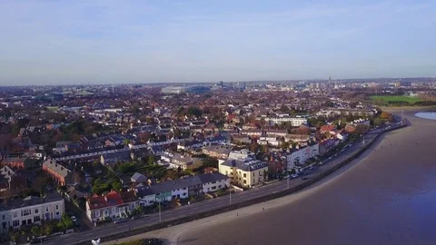 Dublin Sandymount beach aerial 3 Stock Footage