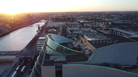 Dublin at sunset from the Liffey River Stock Footage 171477833