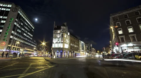 Dublin Traffic at Night Stock Footage 62901092